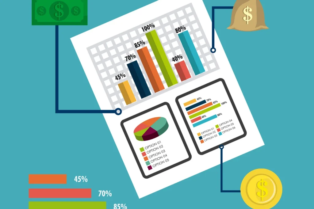 Financial due diligence reports with charts, audits, and investment analysis.